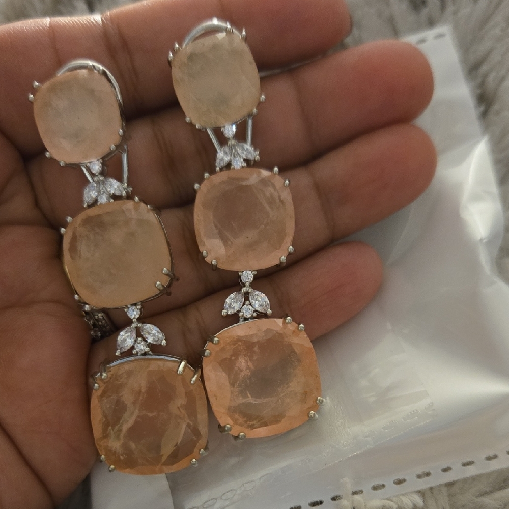 Elegant Peach Dangle Earrings
